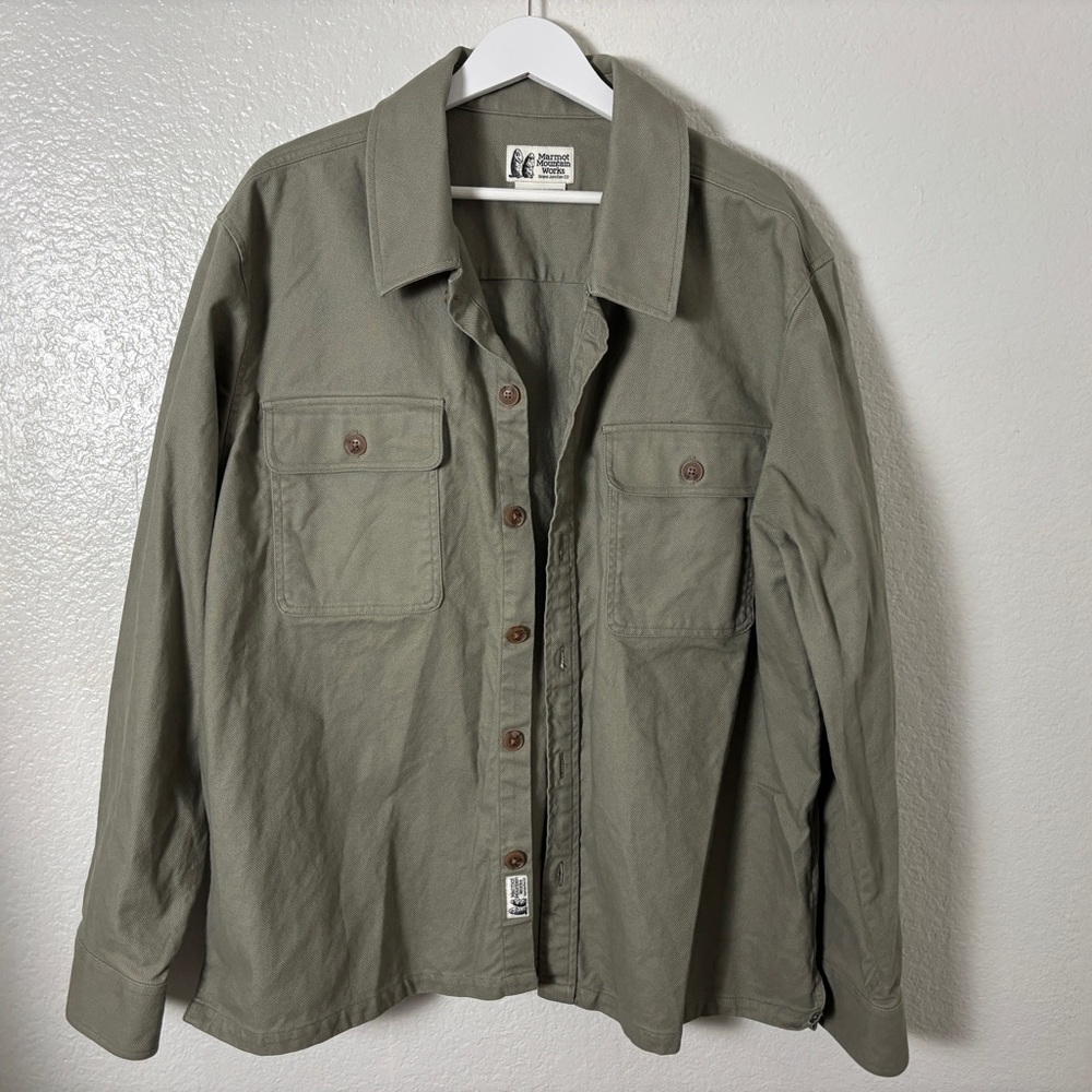 Marmot Men's Casual Olive Button Down Shirt/Shacket